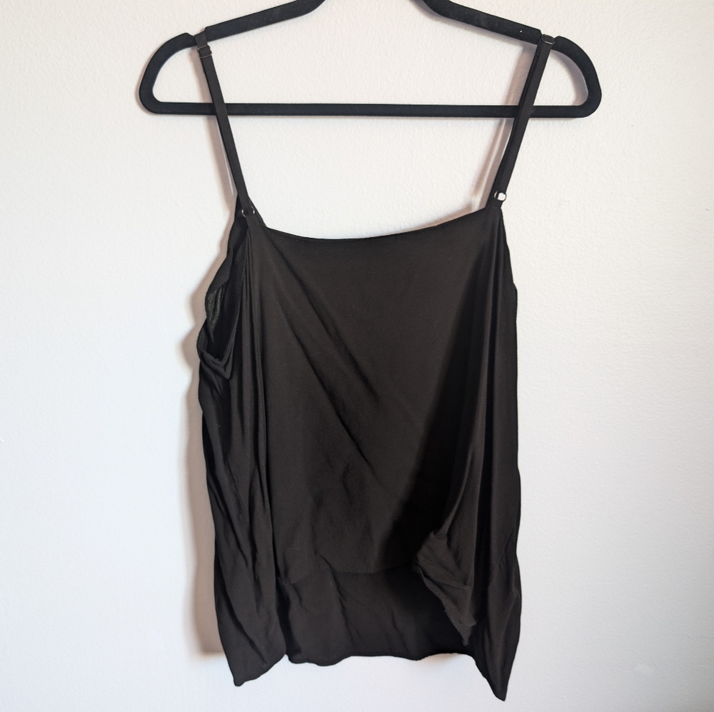 Black Spaghetti Strap Button Front Lightweight Ta… - image 2